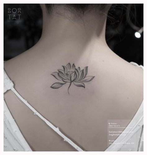 Unique Lotus Flower Tattoo, Realistic Lotus Tattoo, Lotus Blossom Tattoos, Lotus Tattoo Shoulder, Butterfly Tattoo On Shoulder, Side Neck Tattoo, Tattoo Travel, Lotus Tattoo Design, Wildflower Tattoo