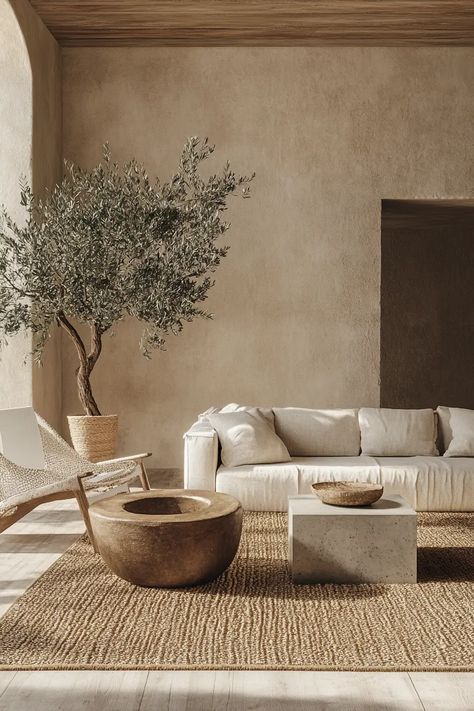 Effortless Elegance: 40 Organic Modern Living Room Designs | VIVA Earthy Home Living Room, Organic Modern Colorful, Spanish Organic Modern, Earthy Natural Living Room, Organic Modern Family Room, Organic Modern Mediterranean, Painting Moulding, Luxury Apartment Design, Modern Boho Interior Design