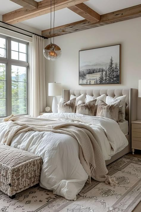 Neutral Bedroom Paint Colors, Easy Bedroom Ideas, Neutral Bedroom Paint, Neutral Bedroom Decor Ideas, Design Bedroom Aesthetic, Top Bedroom Ideas, Trendy Bedroom Ideas, Neutral Bedroom Ideas, Farmhouse Bedroom Decor Ideas