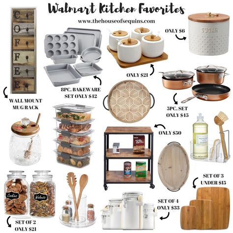 Walmart Decor, Walmart Kitchen, Kitchen Essentials List, Future Aesthetic, Walmart Home, Apartment Makeover, Kitchen Games, Kitchen Organisation, Kitchen Counter Decor