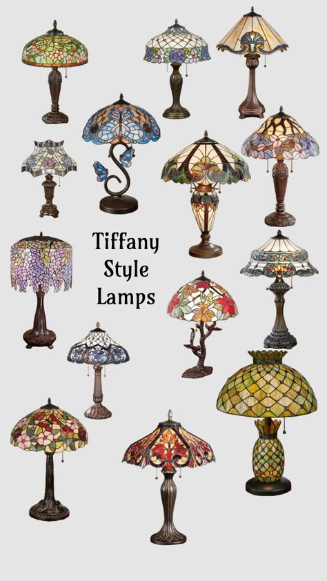 House Astethics Vintage, Lamp Vintage Aesthetic, Tiffany Lamp Vintage, Art Deco Dorm Room, Art Nouveau Tiffany Lamp, Vintage Lamps Living Room, Cool Room Lamps, Stained Glass Tiffany Lamp, Whimsigoth Lighting