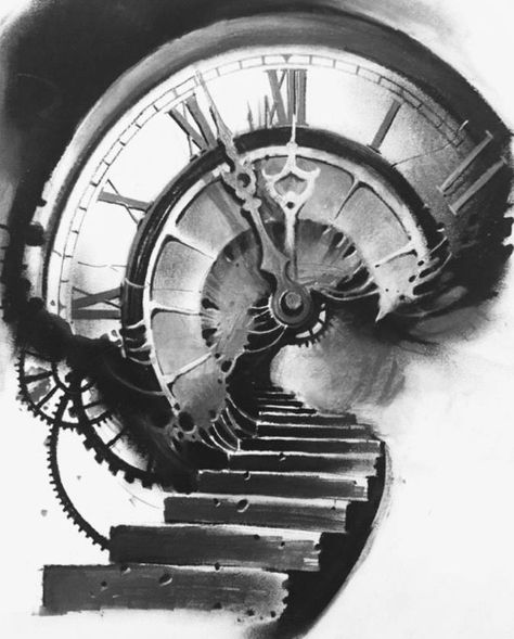 225+ Clock Tattoos Ideas and Designs (2023) - TattoosBoyGirl Clock And Stairs Tattoo Design, Time Clock Tattoos, Stairs Tattoo Design, Clock Tattoo Drawing, Stairway To Heaven Tattoo Design, Clocks Tattoo, Clock Face Tattoo, 150 Tattoo, Stairs Tattoo