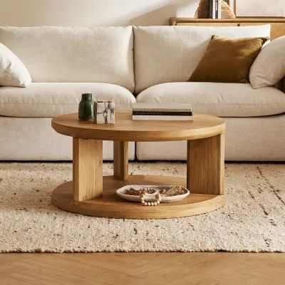 Coffee Tables | Modern Coffee Table | Castlery US Small Coffe Table, Rounded Furniture, Round Wooden Coffee Table, Coffee Table With Shelf, Nyc Apt, Small Coffee Table, Stylish Living Room, Wooden Coffee Table, Coffee Table Square