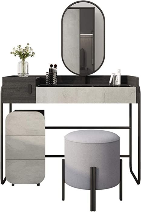 Black Makeup Vanity, Black Dressing Tables, Dressing Table Modern, Bedroom Storage Cabinets, Modern Makeup, Table Makeup, Makeup Stool, Table Dressing, Makeup Desk