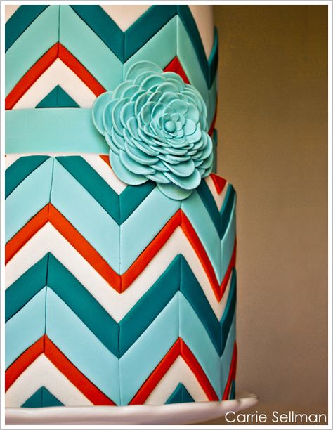 amazing chevron cake Turquoise Cake Ideas, Colour Scheme Ideas, Turquoise Cake, Chevron Cakes, Patterned Cake, Chevron Wedding, Cake Blog, Wedding Dessert, Oreo Cake