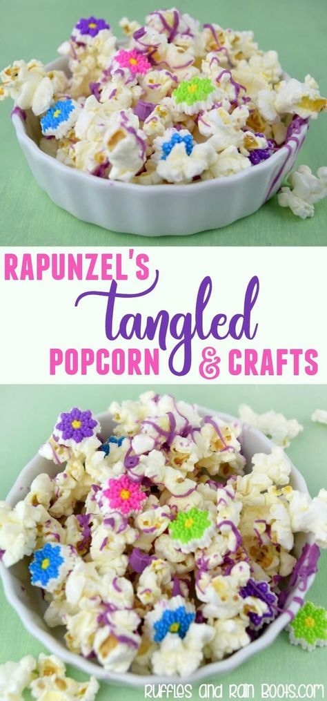 Rapunzel Movie Night, Popcorn And Movie, Disney Movie Night Menu, Popcorn Movie Night, Rapunzel Movie, Disney Inspired Recipes, Disney Movie Night Dinner, Popcorn Movie, Movie Night Dinner