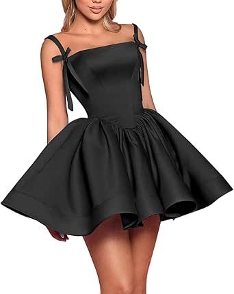 Prom Dresses Short For Teens, Short Prom Dresses For Teens, Scoop Neck Prom Dress, Satin Homecoming Dresses, Moon Dresses, Homecoming Dresses For Teens, Moon Dress, Hoco Dress, Short Prom Dresses