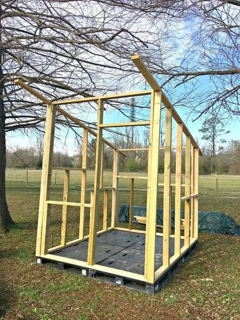 diy little girl s playhouse for 300 Storage Building Plans, Pallet Building, Girls Playhouse, Basket Makeover, Goat House, Pallet Shed, Playhouse Plans, Diy Playhouse, Build A Playhouse