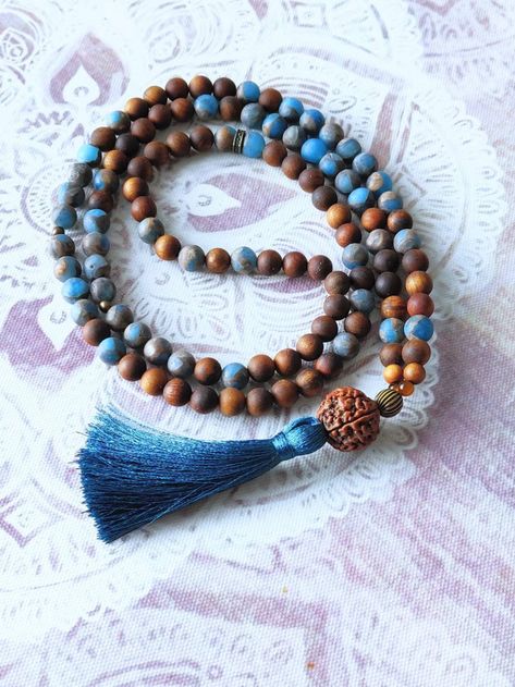 JOY Mala Beads 108 Mala Necklace Mala Bracelet Japa Mala | Etsy Mala Making, Gemstones Chart, Mala Jewelry, Rudraksha Beads, Boho Chic Necklace, Mala Meditation, Buddhist Prayer, Buddha Beads, Meditation Beads