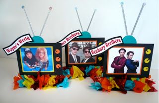 Musing with Marlyss: TV Party Centerpieces...who doesn't love television! Fun Centerpieces, 90s Party Decorations, Sock Hop Party, Candle Lighting Ceremony, 80s Party Decorations, 80s Birthday Parties, Candle Lighting, 80s Theme Party, Gift Cards Money