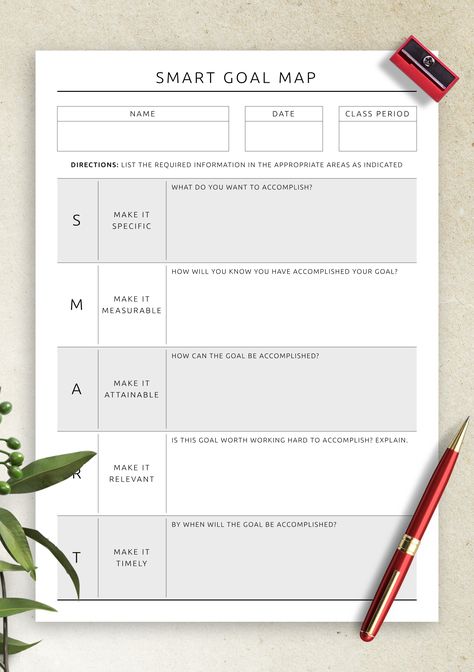 Smart Goals Journal, Goal Mapping Template, Goal Map, Planners 2024, Goal Planning Worksheet, Life Goal Planner, Smart Goals Worksheet, Goal Mapping, Studie Hacks