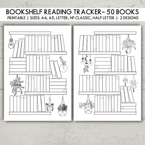 50 Bookshelf Reading Tracker Printable Reading Log A4 A5 - Etsy Netherlands Reading Tracker Printable, Reading Log Printable, Reading Planner, Bullet Journal Ideas Templates, Book Tracker, Bulletin Journal Ideas, Reading Tracker, Reading Log, Classic Book