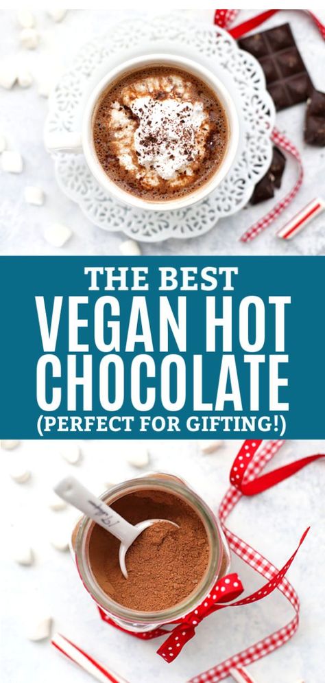 The BEST Vegan Hot Chocolate - This vegan hot chocolate mix is gluten free, dairy free, naturally sweetened, and paleo. It's delicious and makes a great gift! // Vegan hot cocoa mix // paleo hot cocoa mix recipe // dairy free hot chocolate recipe // paleo hot chocolate recipe // dairy free hot chocolate recipe Paleo Hot Cocoa, Vegan Hot Cocoa, Paleo Hot Chocolate, Dairy Free Hot Chocolate, Hot Cocoa Mix Recipe, Hot Chocolate Mix Recipe, Vegan Hot Chocolate, Diy Hot Chocolate, Chocolate Drink