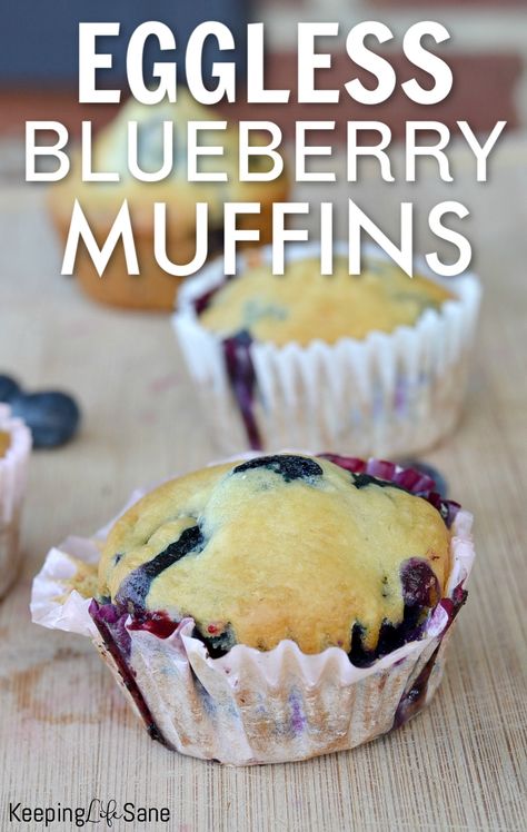 My kids loves these DELICIOUS eggless blueberry muffins. They are perfect for breakfast or a quick after school snack. NO eggs needed.