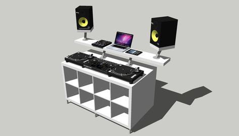 How To: Create a Professional DJ Booth from IKEA Parts. - DJ TechTools Dj Studio, Booth Diy, Dj Stand, Dj Table, Dj Room, Design Studio Office, Media Consoles, Dinner Ware, Recording Studio Design