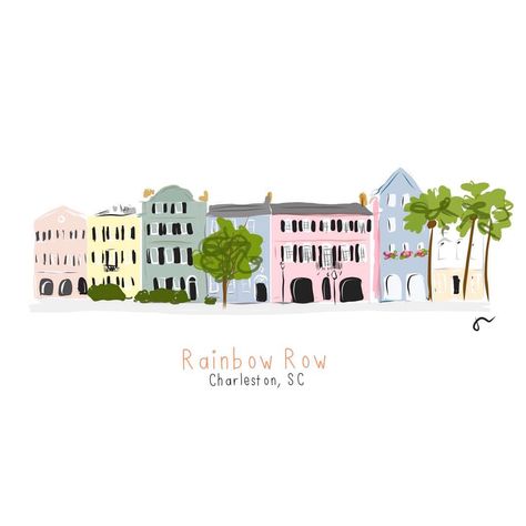 100 Likes, 2 Comments - Sophie & Lili ™ (@sophieandlili) on Instagram: “Smitten. #rainbowrow #charleston 🌈” Rainbow Row Charleston, Charleston Art, Rainbow Row, Wedding Plates, Love Rainbow, First Art, Gouache Painting, Charleston Sc, Travel Pictures