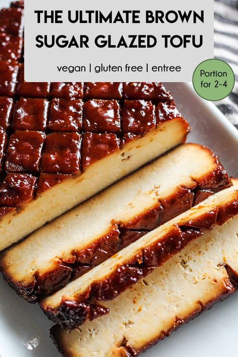 The ultimate vegan main for your vegan Thanksgiving or Christmas table. This brown sugar glazed tofu is sweet and smoky and super easy to make! Beautiful crusted tofu with a delicious brown sugar and mustard glaze. Learn how to perfectly marinate your tofu! Christmas Tofu, Glazed Tofu, Crusted Tofu, Tofu Marinade, How To Press Tofu, Brown Sugar Glaze, Chili Garlic Sauce, Vegan Thanksgiving, Bean Curd