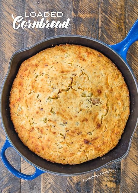 Loaded Cornbread Loaded Cornbread Recipe, Pioneer Woman Cornbread, Loaded Cornbread, Cornmeal Cornbread, Plain Chicken Recipe, Bacon Bread, Meat And Potatoes Recipes, Chicken Bread, Biscuit Ideas