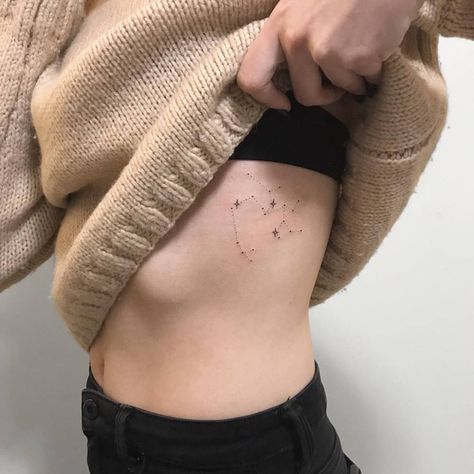 Sagittarius Constellation Tattoo, Rib Tattoos For Women, Sagittarius Tattoo, Sagittarius Constellation, Constellation Tattoo, Underboob Tattoo, Constellation Tattoos, Rib Tattoo, Little Tattoos