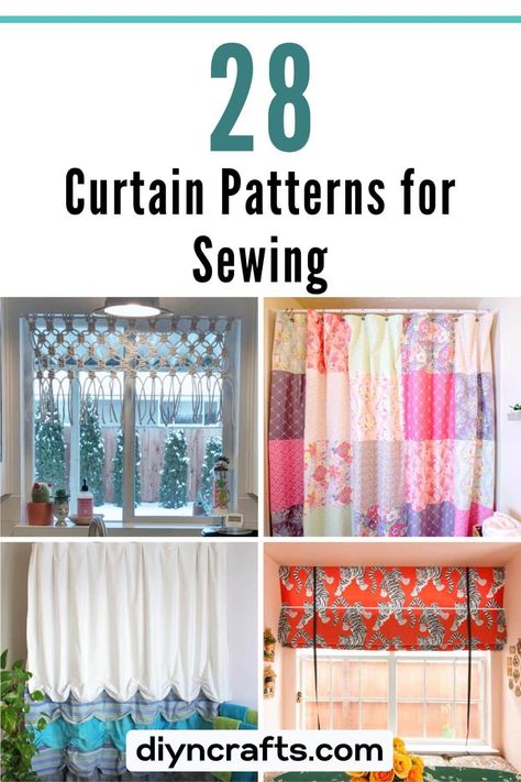 28 Curtain Patterns for Sewing Diy Curtain Hanging, Diy Kitchen Curtains, Japanese Room Divider, Sewing Patterns Free Bag, Small Bathroom Window, Curtain Sewing Pattern, Curtain Tutorial, Homemade Curtains, Small Bathroom Diy