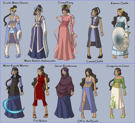 The many outfits of Katara Korra Comic, Avatar Cosplay, Avatar Zuko, The Last Avatar, Avatar Cartoon, Avatar The Last Airbender Art, Avatar Characters, Avatar Airbender, Avatar World