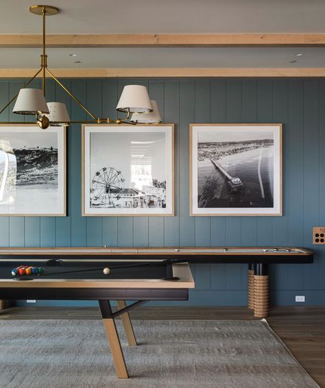 Teen Game Rooms, Den Library, Brooke Wagner Design, Brooke Wagner, Blue Laundry Rooms, Pool Table Room, Basement Inspiration, Game Room Basement, Game Room Family