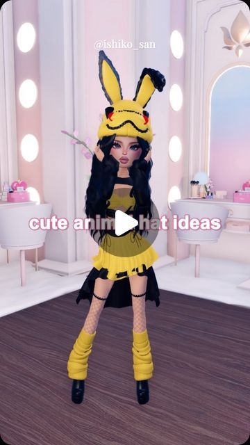 Frog Hat Dress To Impress, Themes For Dress To Impress, Dress To Impress Animals Theme, Dress To Impress Theme Animals, Dress To Impress Animals, Pikachu Dress, Hacks Makeup, Outfit Hacks, Bunny Dress