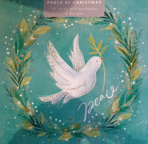 Box Of 10 Cards with 2 Designs Glitter Christmas Cards, Dove Pictures, Festive Wreath, Envelope Design, Peace On Earth, Magical Christmas, Christmas Illustration, Glitter Christmas, Holiday Greetings