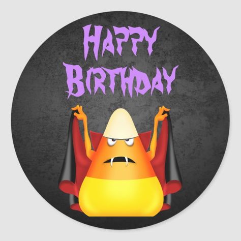 Promo: Cute Halloween Candy Corn Happy Birthday Classic Round Sticker #cute #spooky #candy #halloween #candycorn #affiliatelink #happyhalloweenstickers #halloweenstickers #halloweenfun #stickers Happy Birthday Halloween, Birthday Sayings, Spooky Candy, Nana Birthday, Candy Halloween, Birthday Illustration, Happy Birthday Wishes Cards, Halloween Candy Corn, Birthday Wishes Funny