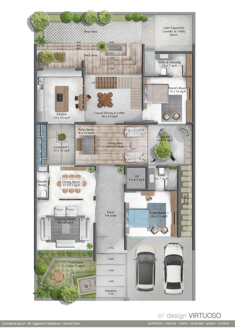 Kerala Residence Plan, 500 Yards House Plan, Residence Plan Architecture Design, Residence Plan Architecture, Square House Layout, Small Residence, Residence Plan, Floor Plan With Dimensions, Duplex Floor Plans