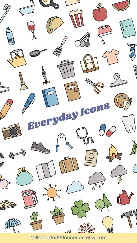 Functional Stickers For Planner, Cleaning Icons, Track Goals, Event Stickers, Stamp Stickers, Daily Schedule Planner, Design Doodles, Planner And Journal, Travel Icon