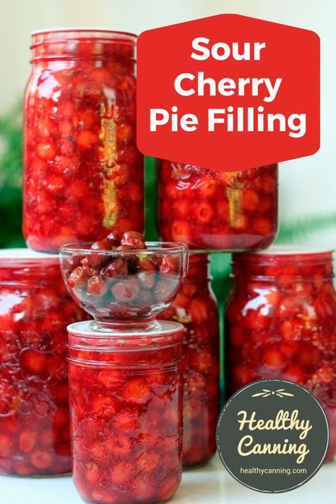 Sour Cherry Pie Filling, Sour Cherry Recipes, Cherry Pie Filling Recipes, Sour Cherry Pie, Canning Fruit, Canning Cherry Pie Filling, Home Canning Recipes, Strawberry Pie Filling, Pie Filling Recipes