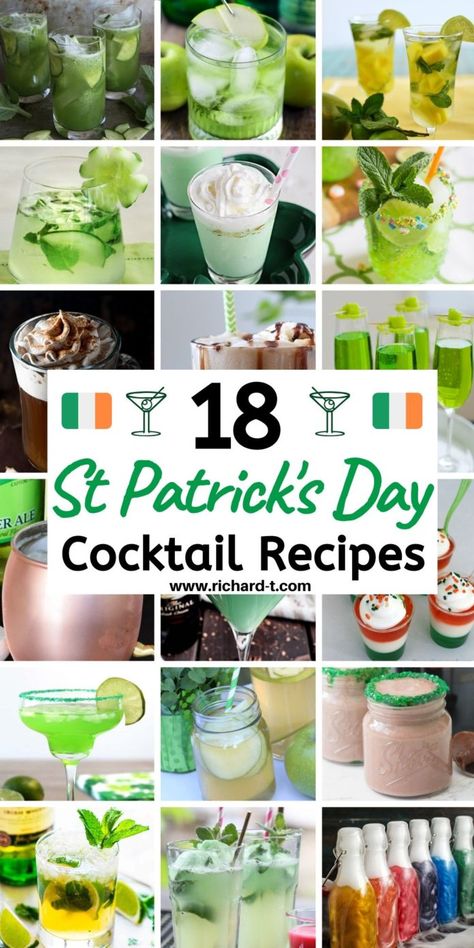 18 St Patricks Day Cocktails To Get The Party Started Green Apple Sangria, St Patricks Day Cocktails, Pub Recipes, Irish Cocktails, Green Cocktails, St Patricks Day Drinks, Irish Drinks, Day Cocktails, Apple Sangria