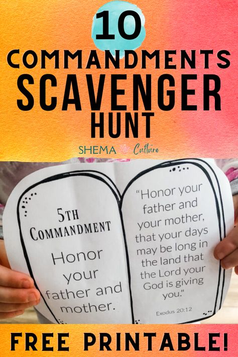 Ten Commandments Scavenger Hunt Game for Kids FREE Printable Activity Ten Commandments Kids, 10 Commandments Craft, Sunday School Games, Preschool Bible Lessons, Bible Activities For Kids, The Ten Commandments, Sunday School Kids, Preschool Bible, Sunday School Crafts For Kids