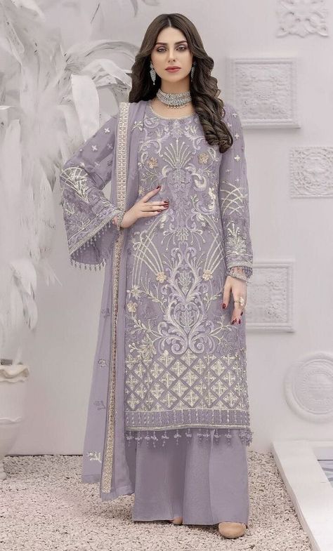 Elevate your style with these Bollywood Pakistani Eid Heavy Salwar Kameez outfits! Perfect for parties and weddings 🌟👗 #BollywoodFashion #PartyWear #PalazzoSuit #IndianFashion #WomenStyle #eBay #eBayStore #eBaySeller #PalazzoSuit #Doesnotapply #FauxGeorgette #India #DecentFabric #Gray #Women https://ebay.us/ppCLky Desi Dress, Eid Outfits, Pakistani Fashion Casual, Colorful Jumpsuit, Pakistani Fancy Dresses, Bollywood Wedding, Simple Pakistani Dresses, Fashionista Clothes, Stylish Dresses For Girls