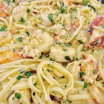 We make this delicious Seafood Linguine several times a year; almost always to mark a special occasion, it's that good! Seafood Linguine Recipe, Shrimp And Spinach, Seafood Linguine, Linguine Recipes, Seafood Pasta Recipes, Chicken Shrimp, Scallop Recipes, Seafood Pasta, Seafood Dinner