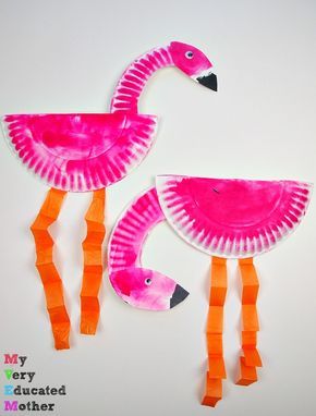 Turn paper plates into a flock of pretty pink flamingos! This easy project is great fun for kids. Zoo Crafts, Zoo Animal Crafts, Flamingo Craft, Paper Plate Crafts For Kids, Animal Crafts For Kids, Bird Crafts, Paper Plate Crafts, Daycare Crafts, Plate Crafts