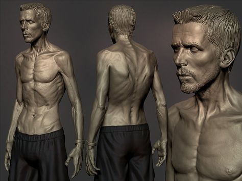 Christian Bale The Machinist, samar vijay on ArtStation at https://www.artstation.com/artwork/0LO4 Christian Bale The Machinist, The Machinist, Zbrush Character, Man Anatomy, Anatomy Sculpture, Digital Sculpture, Human Anatomy Drawing, Human Anatomy Art, Anatomy Sketches