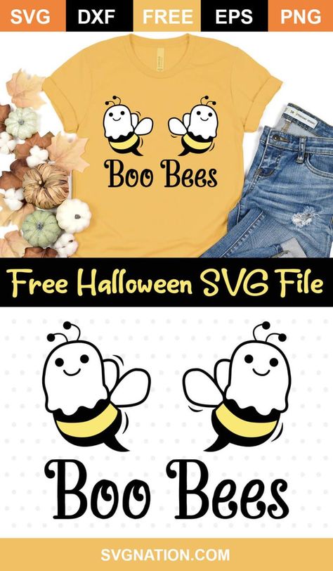 Pin by Janice Z on Cricut SVG Halloween in 2022 | Silhouette diy, Cricut halloween, Free halloween Boo Bees Svg, Free Halloween Svg, Boo Bees, Bee Images, How To Use Cricut, Bee Free, Honey Bee Decor, Free Svgs, Silhouette Diy