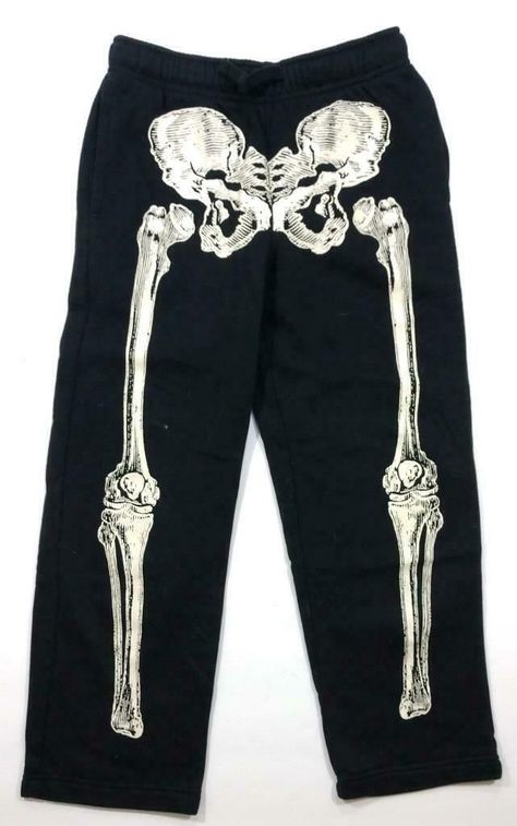 Skeleton Jeans, Skeleton Pants, Alt Shoes, Skeleton Clothes, Sweat Pants Black, Fairycore Fashion, Painted Clothes Diy, Spooky Fall, Bleached Jeans