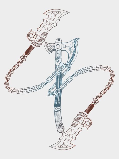 ArtStation - Axe and Blades, Kelley Skinner Chaos Tattoo, God Of Wars, Rune Tattoo, Norse Tattoo, Gaming Tattoo, Viking Tattoos, Mötley Crüe, Anime Tattoos, Tattoo Design Drawings