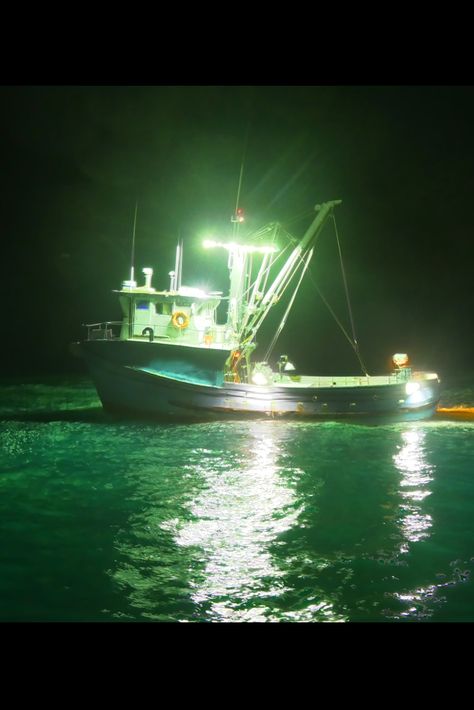 Fishing Town Aesthetic, Dark Fishing Aesthetic, Underwater Night, Fisherman Aesthetic, Night Fishing Aesthetic, Night Fishing Pictures, Fantasy Fishing Boat, Squid Fishing, Squid Fish