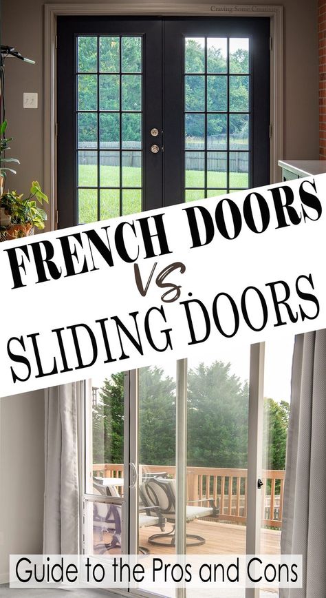 When it comes to choosing between French doors and sliding doors for your home, the decision is more than just aesthetic—what advantages does each have? What's bad? Whether you’re considering a stylish upgrade or focusing on long-term maintenance, this guide will help you make the best choice for your door installation. French Sliding Doors Exterior, Renovation On A Budget Diy, French Doors With Side Windows, Rustic French Doors, Backyard Patio On A Budget, Deck Roof Ideas, Sliding Glass Door Replacement, Home Improvements To Increase Value, Bedroom Patio Doors