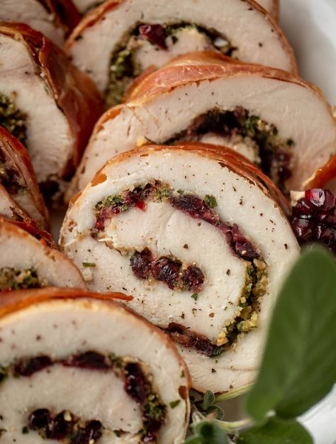 Stuffed Turkey Breast, Thanksgiving Entree, Turkey Roulade, Roulade Recipe, Prosciutto Recipes, Stuffed Turkey, Turkey Tenderloin, Prosciutto Wrapped, Turkey Breast Recipe