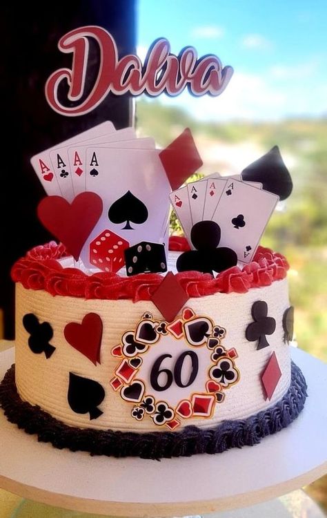 Las Vegas Party Theme, Poker Cake, Vegas Cake, Casino Birthday Party, Vegas Theme Party, Casino Birthday, 21st Bday Ideas, Dad Birthday Cakes, Las Vegas Party