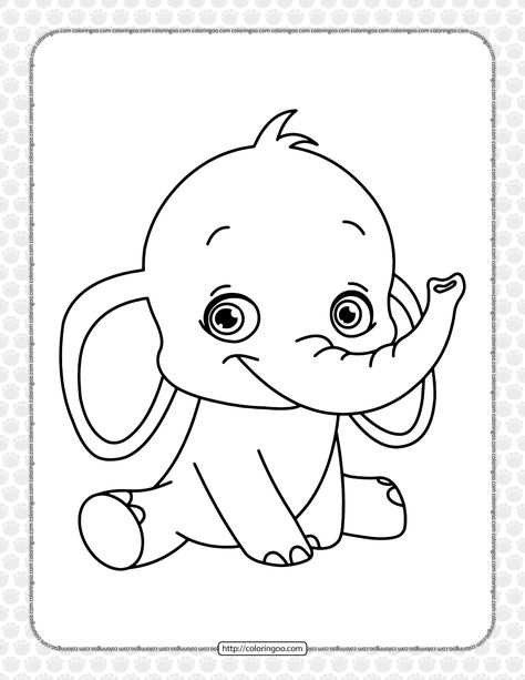 Baby Elephant Coloring Page for Kids. High quality free printable pdf coloring, drawing, painting pages and books for adults... Free Disney Coloring Pages, Elephant Coloring, Majestic Elephant, Baby Coloring Pages, Elephant Coloring Page, Coloring Drawing, Elephant Colour, Turtle Drawing, Long Division