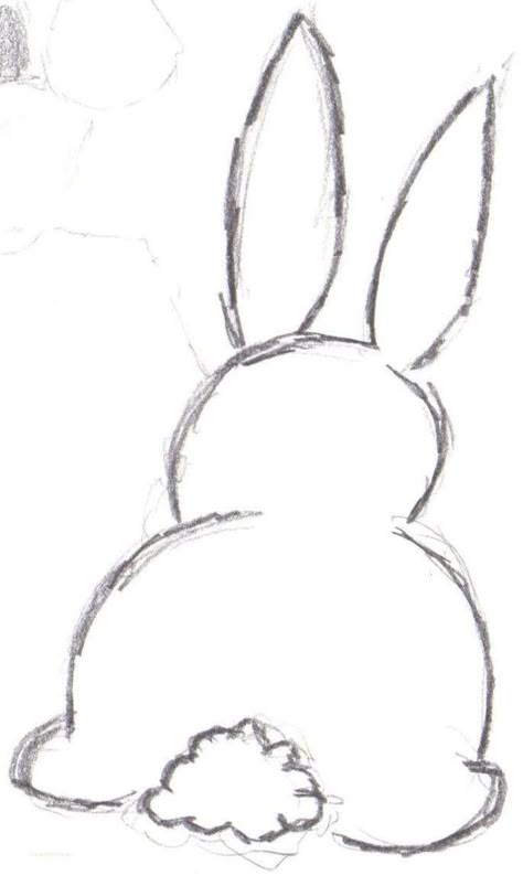 Bunny Outline Drawing, Bunny Outline, Easy People Drawings, Easy Pictures To Draw, Easy Pencil Drawings, Bunny Sketches, Easy Disney Drawings, Arte Doodle, Easy Drawings For Beginners