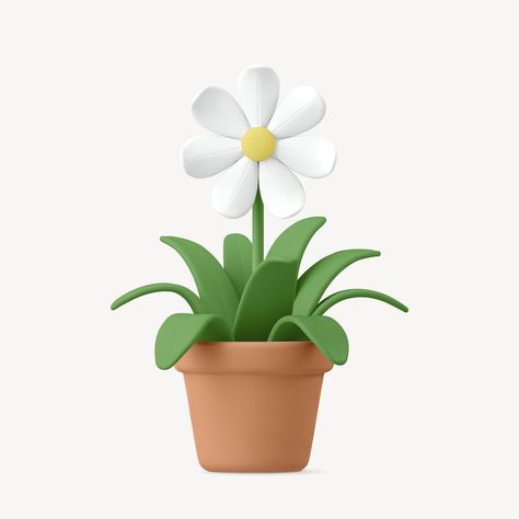 Cute flower pot, 3D houseplant illustration psd | premium image by rawpixel.com / Fluke Pot Illustration, Illustration Flower, Flower Pot Design, Aesthetic Roses, 3d Printed Objects, Flowers Illustration, Flower Icons, 3d Pictures, Cartoon Flowers