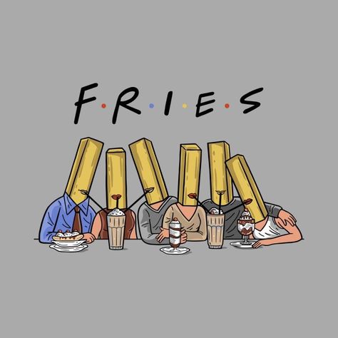 Illustration Art Funny, Fries Illustration, Images Pop Art, Funny Food Puns, Sketchbook Illustration, Cute Puns, Illustration Portrait, Art Friend, Chandler Bing