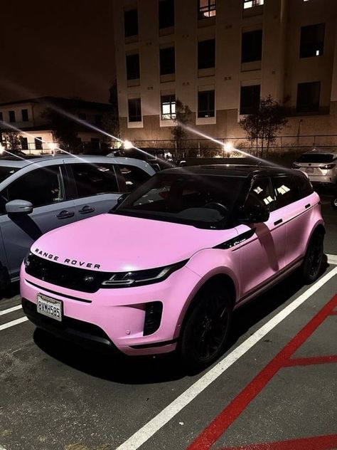 Range Rover For Women, Pink Range Rover Aesthetic, Pink Land Rover, Pink Cars Luxury, Pink Cars Aesthetic, Suv Cars For Women, Range Rover Pink, Range Rover Aesthetic, Rover Aesthetic